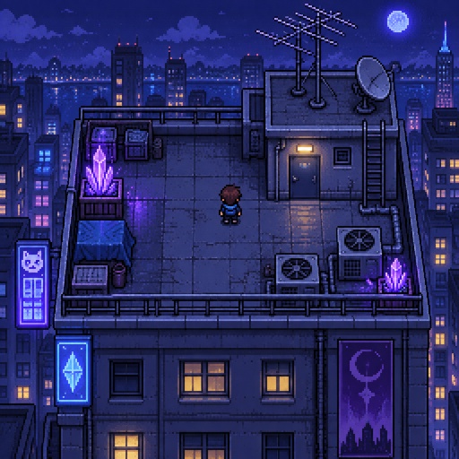  TV antennas mixed with magical crystals for a fantasy game set in modern times, top down style