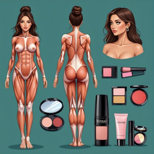 Create a character showing there whole body head to toe, a lady who loves beauty products