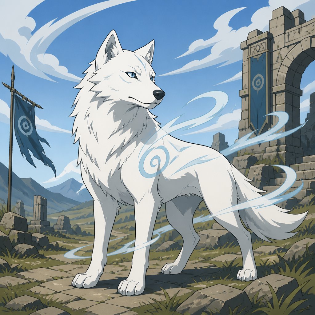 White wolf wind element location the outskirts of a ruin