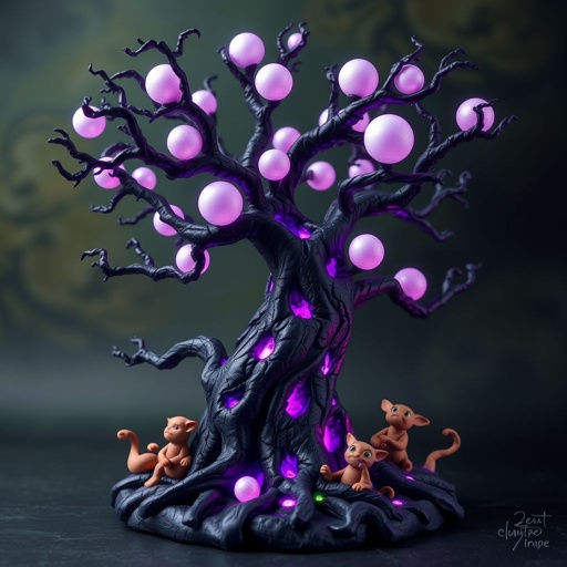 Give me a image of a fantasy dark magic tree