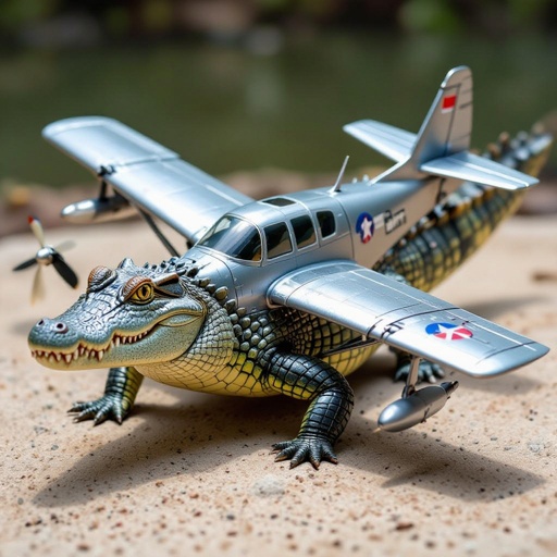 crocodile with airplane for its body