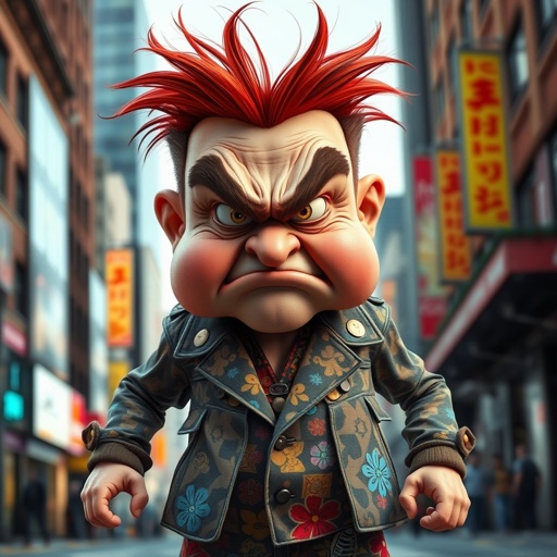 Create a funny angry character, from head to toe.