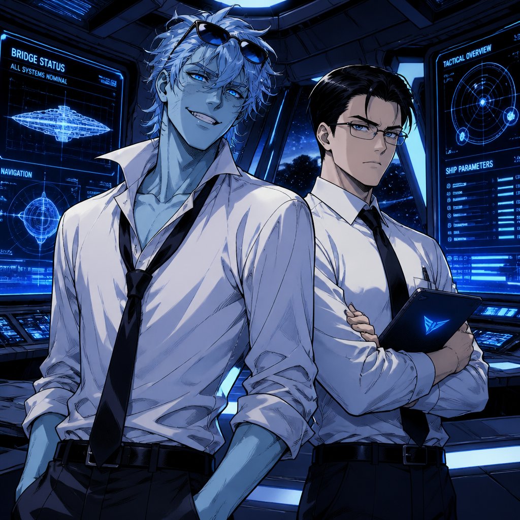 Comic Anime Agent Rockwell very poof up messy hair half side longer and drooped down hair is a light blue skin color white, very bright blue eyes, wears a suit tie is loose, he doesn't wear his jacket his collar to his shirt is uneven sunglasses on his head He's know for his mischievous and reckless behavior but takes missions very seriously is one of the best agents they have Ren is Rockwell's partner is very serious and organized opposite of Rockwell, get very annoyed at Rockwell's behavior they tend to argue with each other but Rockwell is more of having fun|