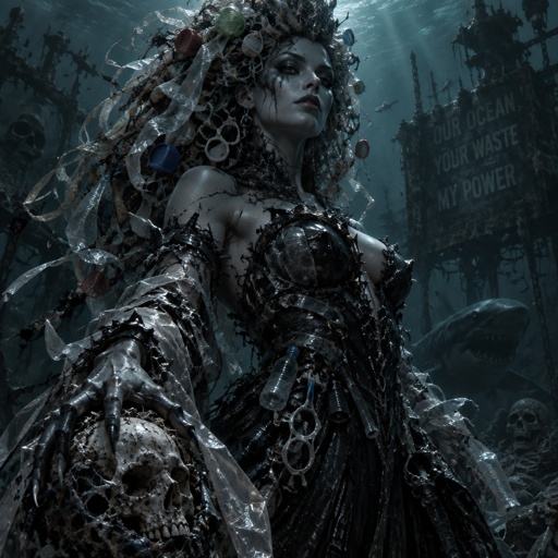 Her name is Plastic, a super villain created by plastic waste of the oceans and seas. Gorgeous, and have a plastic super villain outfit