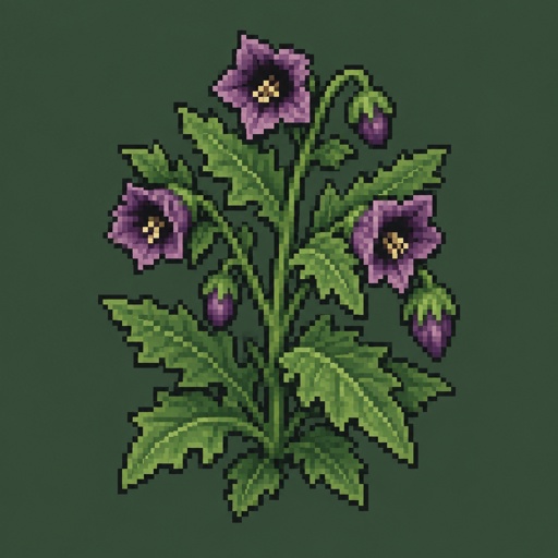 Henbane plant for a fantasy game set in modern times, top-down style