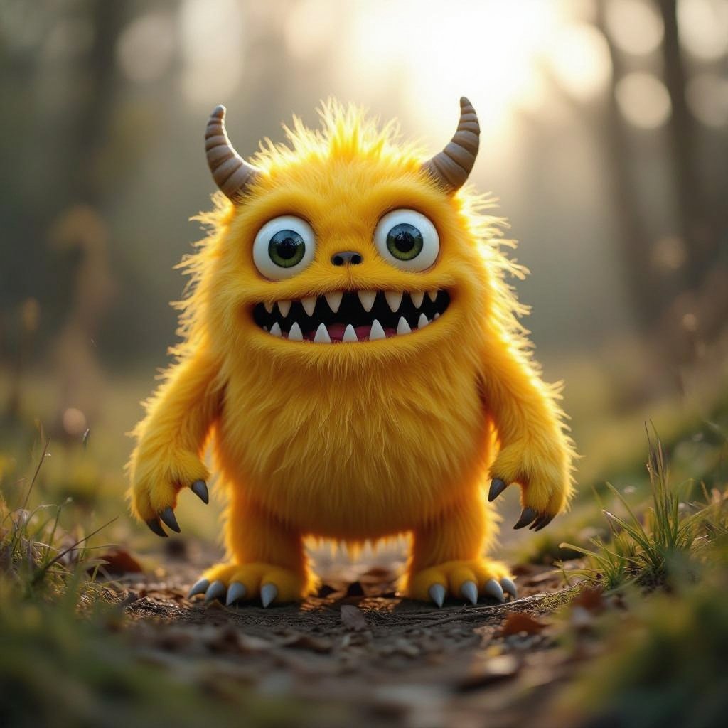 Create a yellow funny looking monster