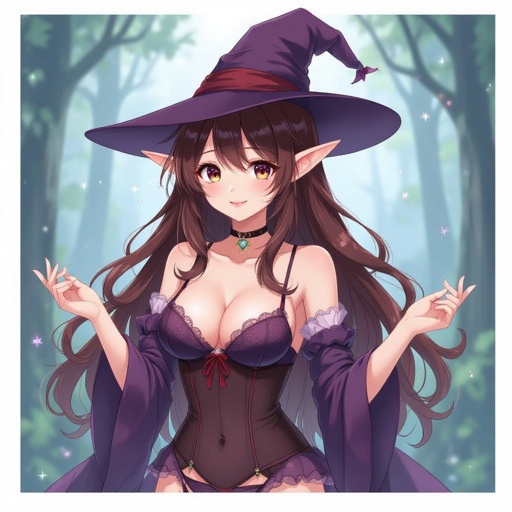 Brunette Elf Witch Lingerie Bra and Underwear