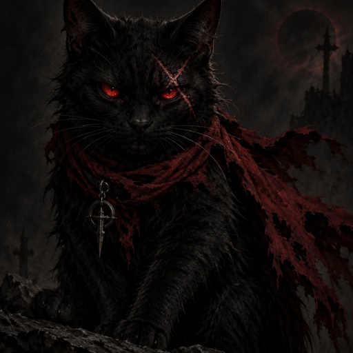 black cat red eyes special x scar red scarf