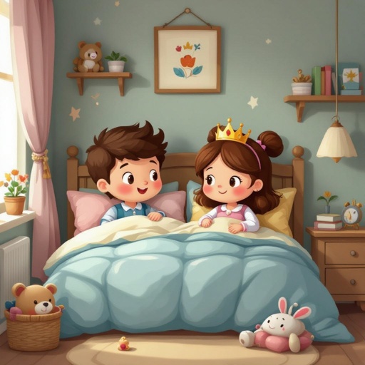 cushion prince and cushion princess in a room surrounded by cushions and bedding 