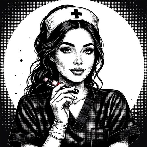 Create a nurse character showing there whole body head to toe, a lady who loves beauty products  