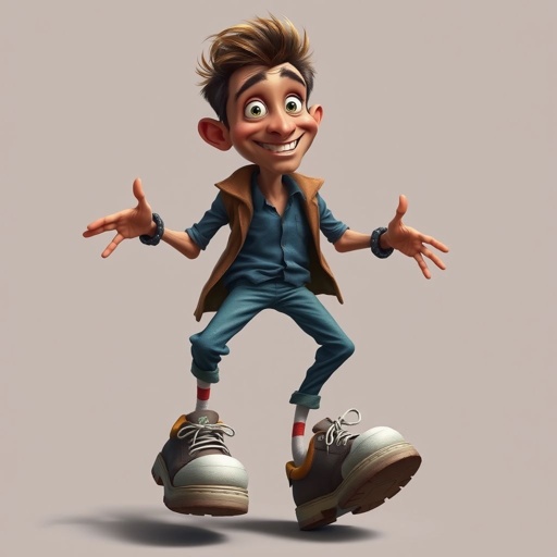 Create a funny looking man with very skinny legs
