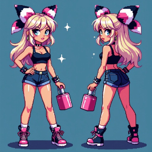 Create a character lady who has attitude but is funny looking and loves lipgloss 