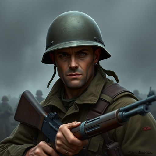 A American in world war2 with a rifle