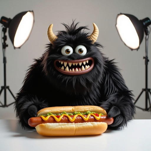 Create a fat funny black looking monster