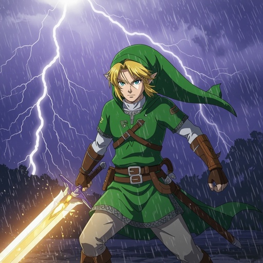 Dark link with a thunderstorm in the background 