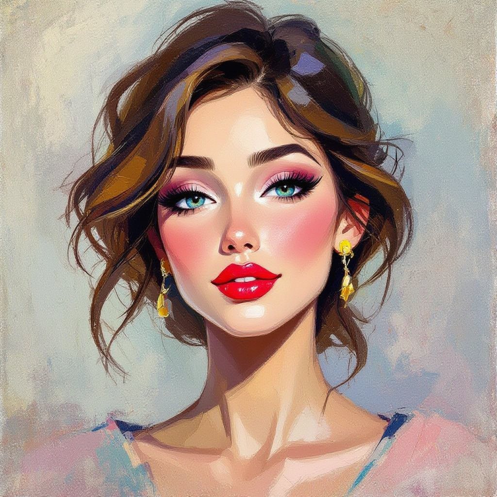 Create a character lady who has attitude but is funny looking and loves lipgloss 
