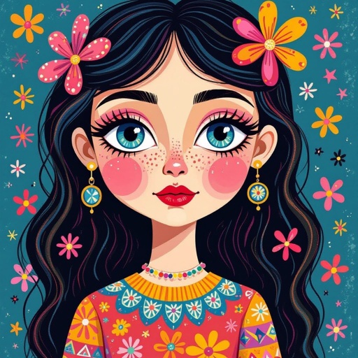 Create a character showing there whole body head to toe, a lady who loves beauty products