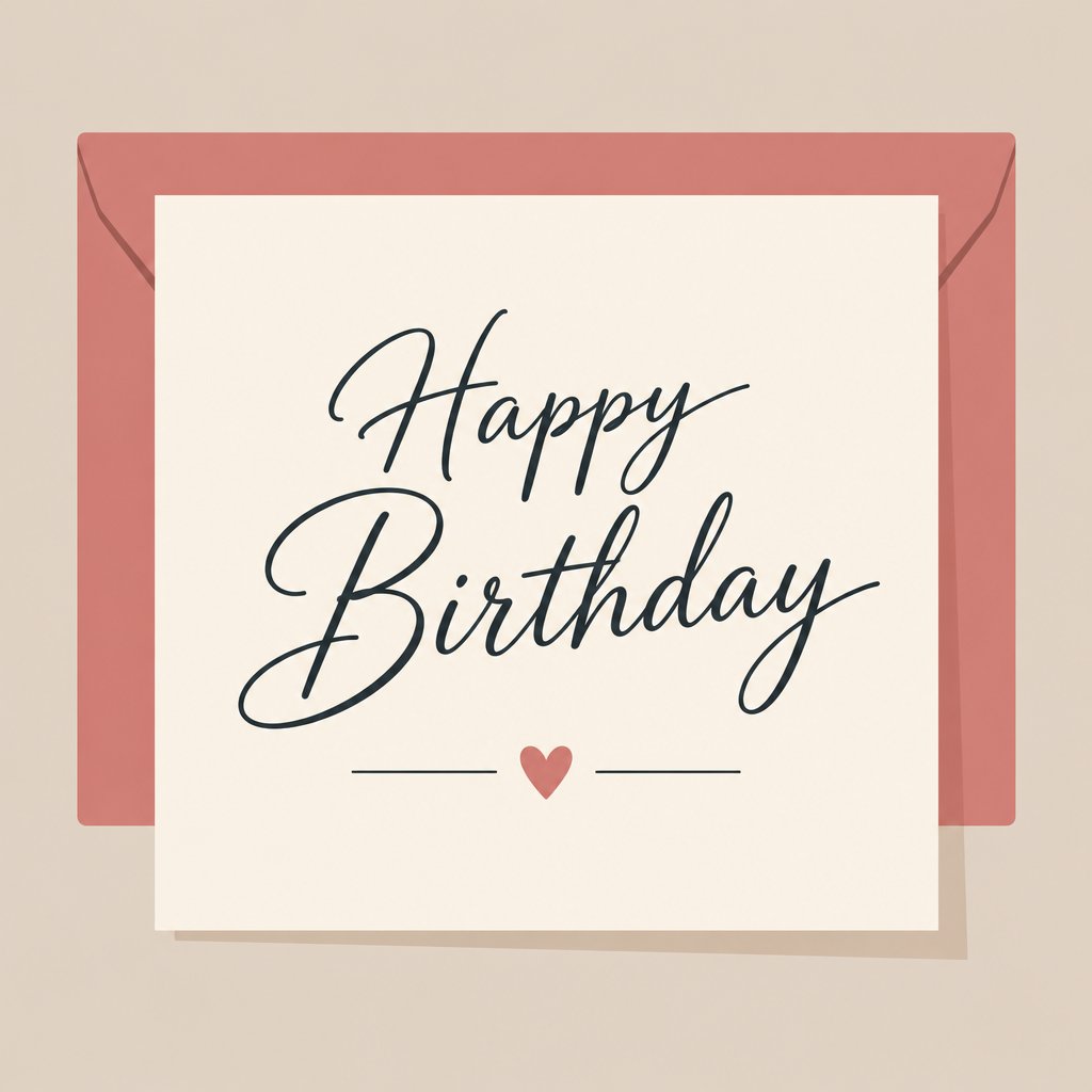 Small note that says happy birthday in an elegant script