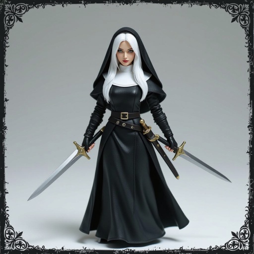 White Haired High Elf Nun Assassin mini dress 