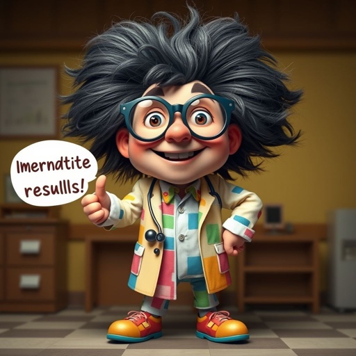 create a funny looking doctor, named doctor p Pom. Who is funny looking from head to toe. And he always says immediately results to surgery for anything even small things 