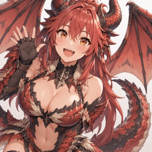 Rathalos woman,monster, trying to look friendly 