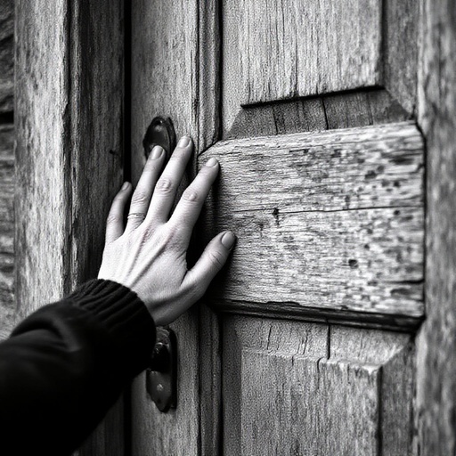 Creepy hand knocking on door