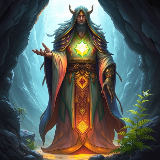 Brilliantly sparkling magical gem floating by itself in a cave