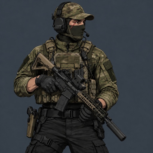 a man in a military uniform holding a rifle