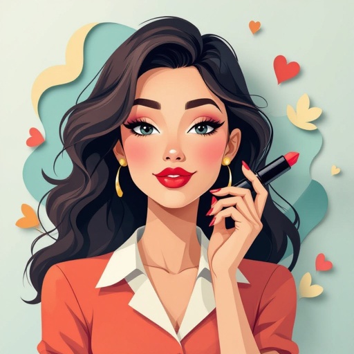 Create a character showing there whole body head to toe, a lady who will has attitude but is funny looking and loves lipgloss 