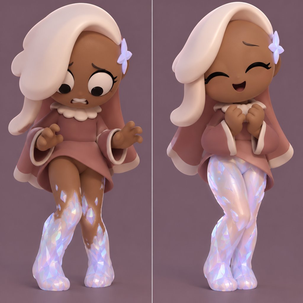 Ginger from Dandys world being scared of her Opalite curse spreading up her legs to her hips until she realises that it feels good