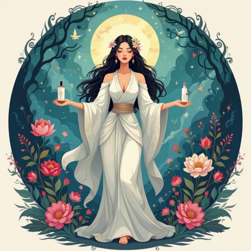 Create a character showing there whole body head to toe, a lady who loves beauty products  