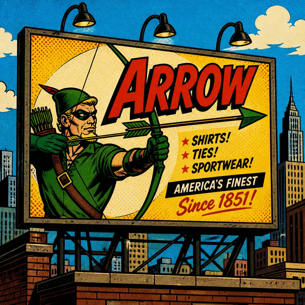 Arrow on a billboard old-fashioned style