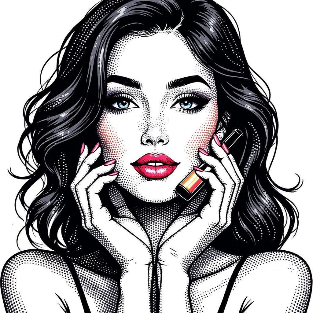 Create a character showing there whole body head to toe, a lady who loves beauty products