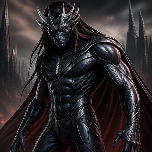 a man in a black suit with a red cape