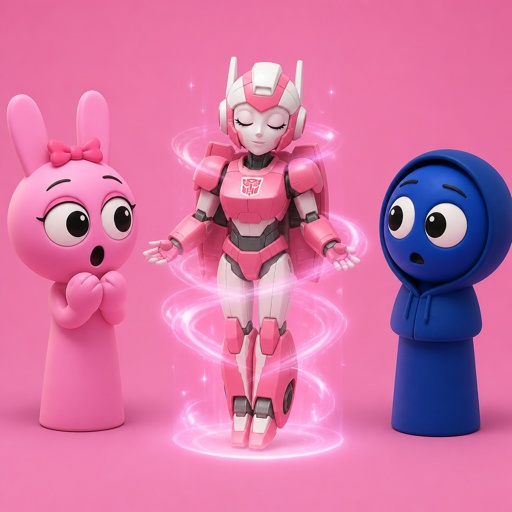 Pinki from Sprunki turning into Elita One for Jevin from Sprunki for the first time 