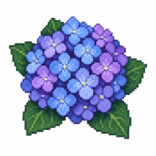 Single Hydrangea for a fantasy game set in modern times, top-down style