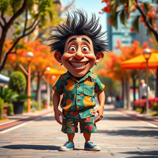 Create a funny looking man with little legs 