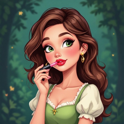 Create a character lady who has attitude but is funny looking and loves lipgloss 