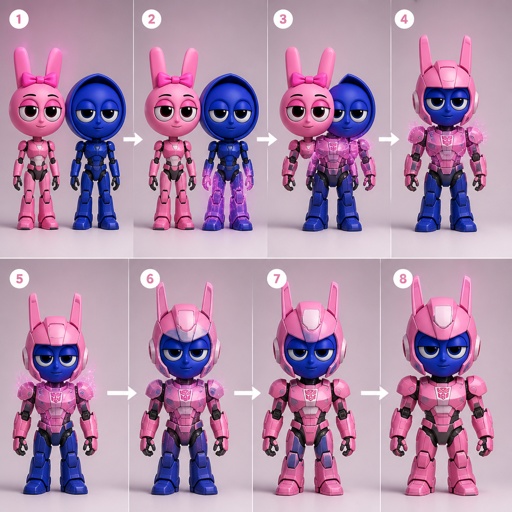 Pinki from Sprunki as Elita One merging her legs onto Jevin from Sprunki and then her arms and then her Body and lastly her head and helmet