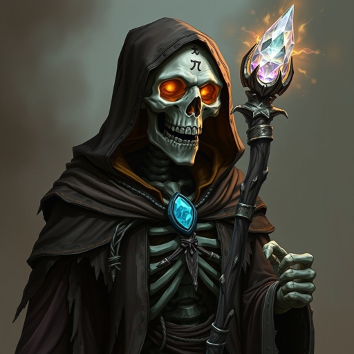 Skeleton mage with a bone staff