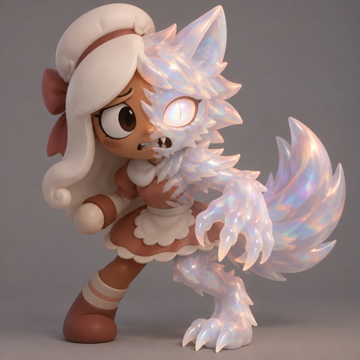 Ginger from Dandys world turning into a Opalite werewolf 