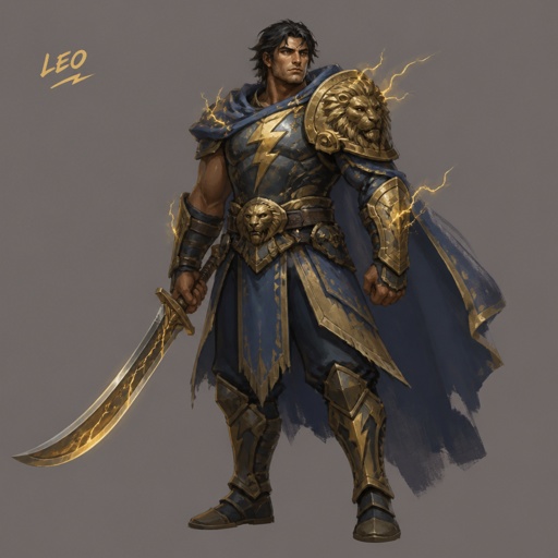 thunder warrior named leo, curved sword