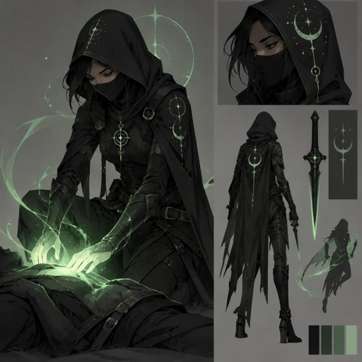 assassin green shiny cosmos color mostly black, healing ability
