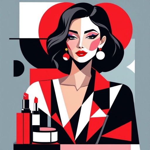 Create a character showing there whole body head to toe, a lady who loves beauty products  