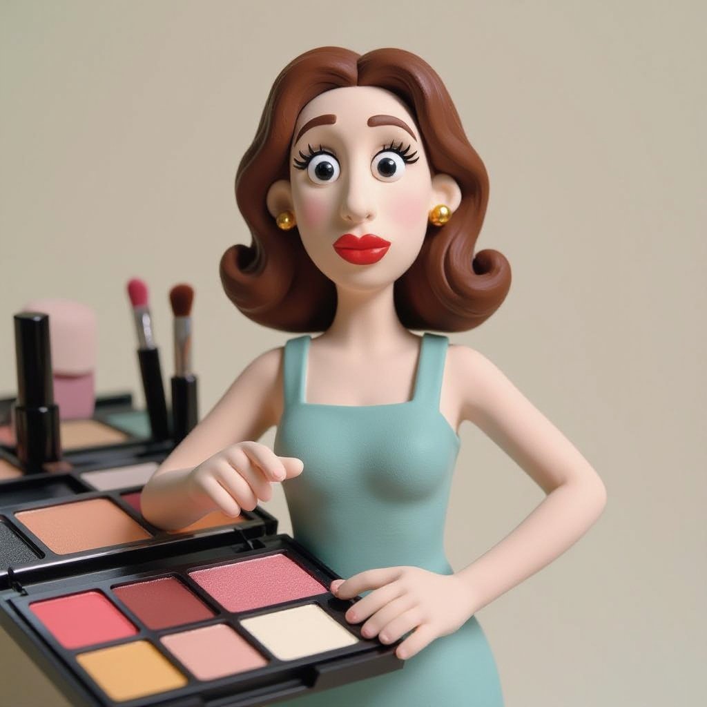 Create a weird looking character showing there whole body head to toe, a lady who will has attitude but is funny looking and loves lipgloss