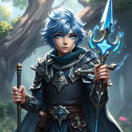 Ragazzo giovane di 14 anni. Occhi azzurri, capelli Blue, bello e affascinante. E un guerriero di arti marziali e conosce la magia della creazione o detta anche magia del null