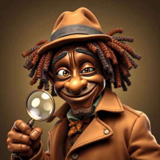 Create a funny character similar to Sherlock Holmes, but make him of black decent and with dread locks. 