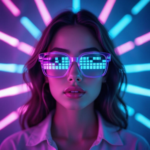 Girl looking at camera wearing glasses