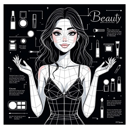 Create a character showing there whole body head to toe, a lady who loves beauty products