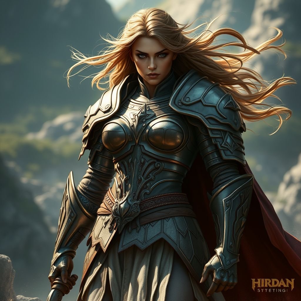 Create a warrior woman , show the whole character head to toe not just the wate and up